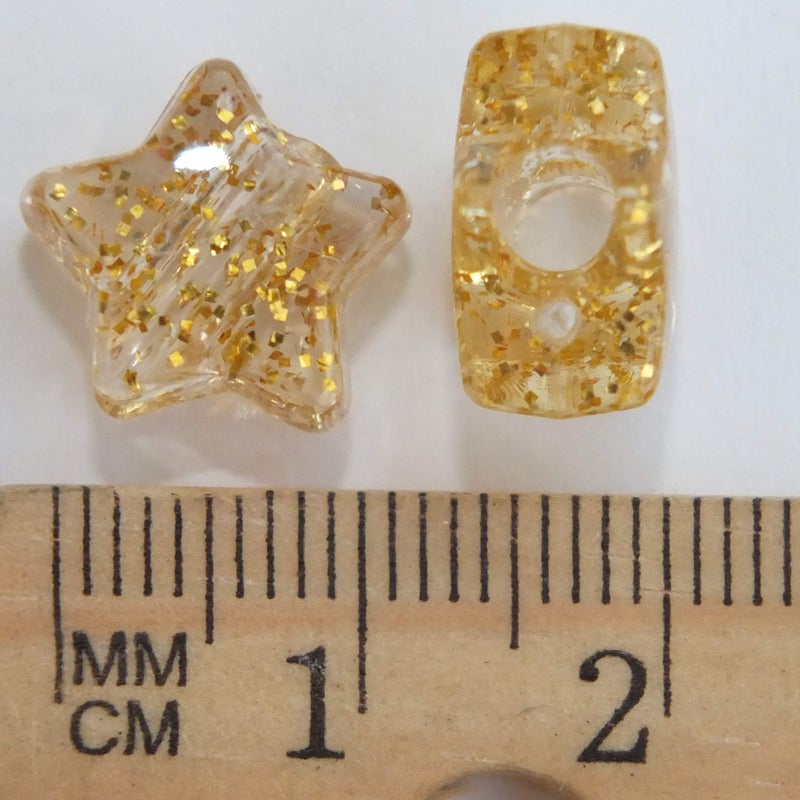 BeadExplosion Star Beads Gold Glitter Sparkle 13mm Pony Beads Made in USA - Image 2
